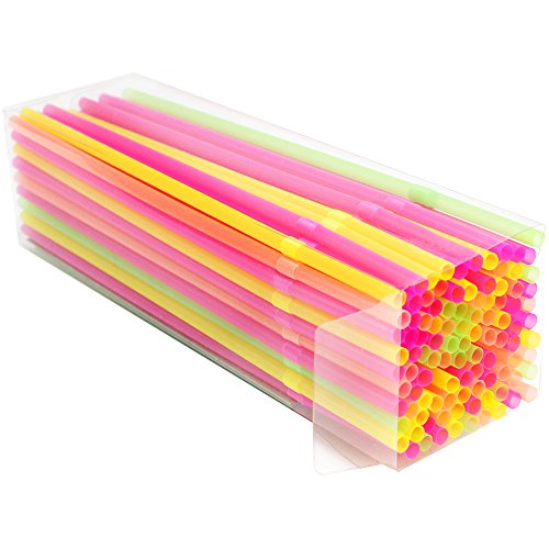 COM-FOUR® 400x Trinkhalme Strohhalme Knicktrinkhalme (Bunt – 400 Stück) - 2