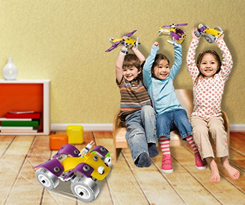 4 in 1 Building Toys Set - CARLORBO Building Blocks Assembled Model Toys Car Off-road Motorcycle Aircraft,Gift Idea Engineering Toys for Boys Girls Adults - 100pcs