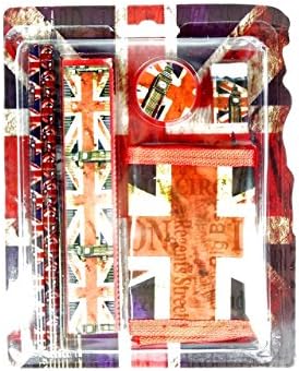 Back to School Gift Set - Distressed Union Jack Printed Gift Set with Pencil, Ruler, Eraser and Wallet - London Souvenir