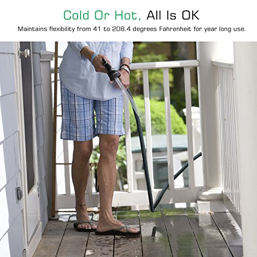 Nuovoware Gartenschlauch, 5M Garten Schlauch Wasserschlauch Gartenteichschlauch mit 8 Spray Modi und abnehmbare Düse für die Bewässerung, Autowäsche, Messing Ventilverbinder + Latex Innenrohr + Polyester Schlauch Gurtband, Schwarz - 6