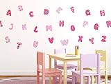 I-love-Wandtattoo WAS-10210 Kinderzimmer Wandtattoo Set "Rosa Alphabet mit Muster" 26 Buchstaben zum Kleben Wandsticker Wandaufkleber Sticker Wanddeko