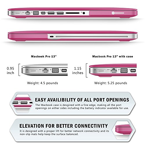 SlickBlue Macbook-Pro-13 (A1278) gummierte harte hülle mit EU QWERTY Tastatur Abdeckung und Displayschutzfolie- Baby Rosa - 3
