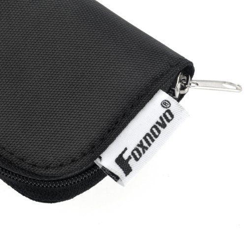 Foxnovo tragbar Case Schutzbox Schutztasche Kartentasche Tasche mit Reißverschluss für 22 SD SDHC MMC CF Micro SD Memory Card Speicherkarten (Schwarz) - 5