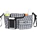 Damero Pram Buggy Buddy Stroller Organiser Storage Bag with Shoulder Strap, Great for Bike or Car Seat Organiser, Gray Dots