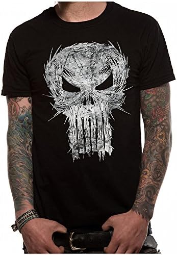 Marvel Punisher Shatter Skull Unisex T-Shirt Tee, Black XXL