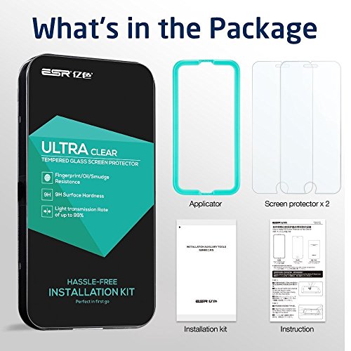 iPhone 6/6s Screen Protector,ESR Premium Tempered Glass with [3D Touch Compatible], [Bubble Free Self-Installation Kit], [Lifetime Warranty] 9H Hardness Anti-Scratch Anti-Fingerprint Anti-Oil Coating
