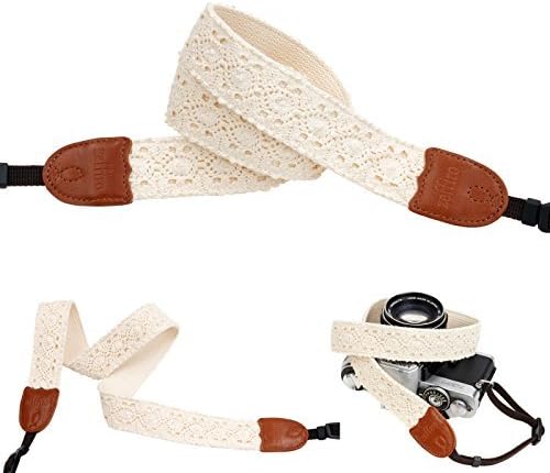 Ivory lace style Fashion Camera Neck Shoulder Strap for Film SLR DSLR RF Digital (Sun Flower)