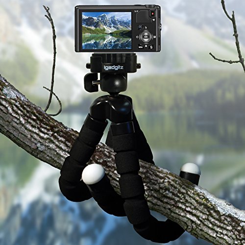 igadgitz Mini Tr  pied de Table Flexible L  ger Grande Taille Universel pour Appareil Photo Reflex Canon PowerShot SD600  SD630  SD640  SD750  SD900  SD 1000 avec Lib  ration Rapide du T  te Plateau - Noir
