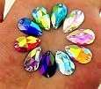 MajorCrafts® 50pcs Mixed AB 18mm*11mm Flat Back Tear Drop Sew On Acrylic Rhinestones Buttons