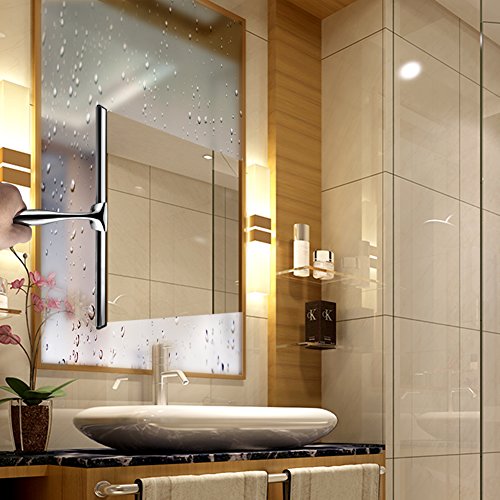 Parsion Fensterabzieher，Bad- und Duschabzieher Badezimmerwischer mit Wandaufhänger für Auto Fliesen Spiegel Duschtüren und Fenster, Edelstahl (Silber1) - 4