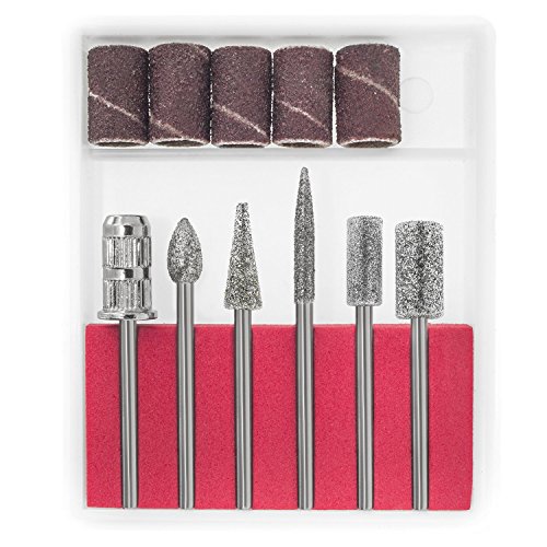 SunJas Nagelfräser Aufsätze 30 + 6 Teil Bit Set mit Mandrell Schleifhülsen - 2