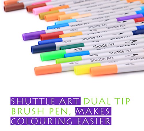 Schuttle Art Pinselstifte 56 Art von Farben Brush Pen Set Filzstifte mit zwei Spitzen Pinselspitze mit Fineliner 0.4mm Kunst Stifte Set für erwachsene Malbuch - 8