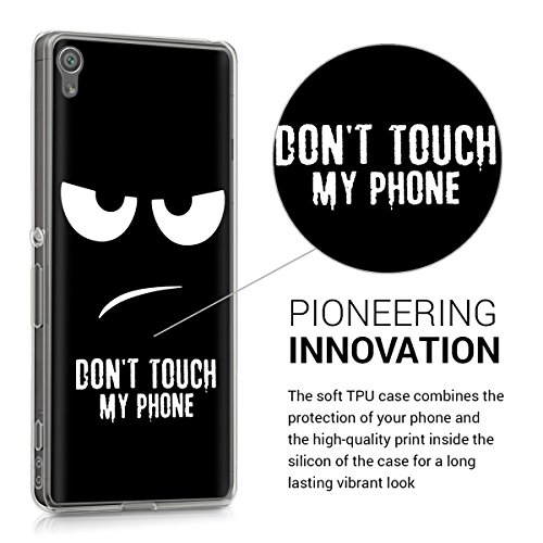 kwmobile Funda para Sony Xperia XA - Carcasa de  TPU  para m  vil y dise  o Don t Touch my Phone en  Blanco Negro 