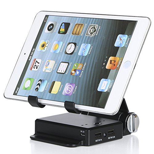 ULTRICS® Einstellbare Aluminium Handy Stand mit 10000mAh Dual USB Powerbank, 270 Grad Drehen Multi Betrachtungswinkel Handy-Standplatz, Desktop-Lade-Dock für iPhone iPad Samsung Galaxy Sony Xperia HTC LG iPod Nokia Tablet für Home Office Küche - 2