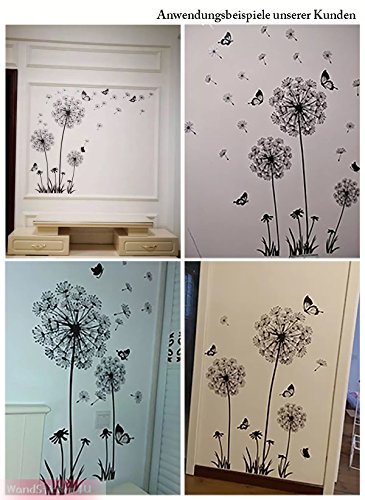 WandSticker4U- Wandtattoo „Pusteblumen“ schwarz | Effektbild: 165x130cm | Wandsticker Löwenzahn Blumen Baum Pflanzen Waldbild Wand Aufkleber Deko für Wohnzimmer, Schlafzimmer, Garderobe, Küche, Flur XL - 6