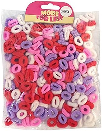 300 Pack of Girl's Hair Bobbles Bands Mini Baby Ponytail Elastic Stretchy Hairband (Pink/Purple/White)