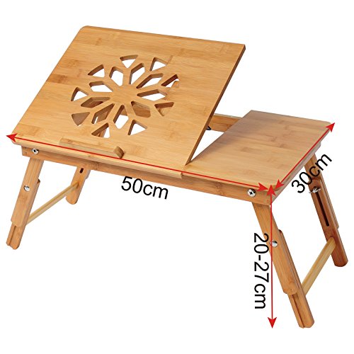 EUGAD Laptoptisch Notebooktisch PC Tisch mit Luftrillen und Ablage für Maus und Bücher höhenverstellbar ca.50 x 30 x 20-27cm BT10br - 2