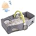 Produktbild Qimaoo tragbares Babybett, 3-in-1-Design, Wickeltasche, Reisebett, Stubenwagen, Baby-Krabbeldecke, Kleinkind-Matte, für den Innenraum, weich, bietet Unterhaltung, zum Krabbeln, Spielmatte, Bodenmatte, fürs Fitnessstudio, für Outdoor-Aktivitäten, faltbar, tragbar, Kinder-Bett, lässt sich zu einem Rucksack falten, Fitnessmatte mit Seiten und abnehmbarem Spielzeug