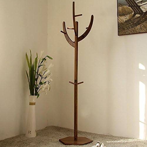 KSUNGB Solid wood Clothes hat frame Hexagonal Hanging hanger Tree shape Hanger Drying racks, brown