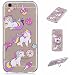 Produktbild iPhone 6S 6 Hülle mit Handy Halter Ring, E-Unicorn Handyhülle Apple iPhone 6S 6 Hülle Transparent mit Muster 3D Einhorn Series Silikon Durchsichtig Tasche Ultra Slim Dünn TPU Bumper Schutzhülle Stoßfest Zubehör Set Etui Schale Back Case Cover Rückseite + Universelle Finger-Halterung Ständer Fingerhalter für Smartphones