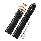 Uhrenarmband aus echtem Kalbsleder Ersatz 18mm 19mm 20mm 21mm 22mm Rindslederarmbandband Edelstahl Rose Gold Faltschließe Schnalle CHIMAERA