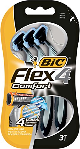 BiC Comfort 4 Quadruple Blade Mens Disposable Shaver Blister of 3