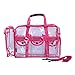 MUA LIMITED Makeup Artist Storage Bag, Clear Cosmetic Bag with Side Pockets and Shoulder Strap, Ergonomic Handle, ON THE GO Series - Pink Trim