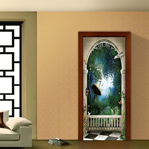 Creative Giant Mushrooms 3D Door Stickers DIY Simulation Decorative Wall Stickers Removable Self-adhesive Wallpaper Waterproof PVC