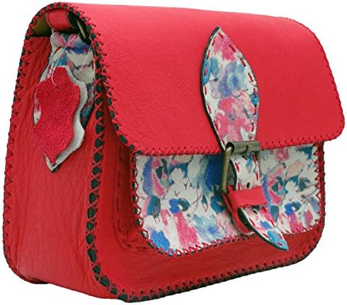 Koson Leather Red Genuine Handmade Satchel Shoulder Handbag Messenger Bag