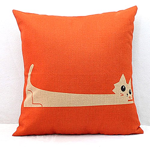Vanki cute animal serial Cotton Linen Square Decorative Throw Pillow Case Cushion Cover 18 x 18 inches ,red based white cat pattern