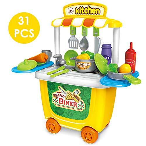 Preisvergleich Produktbild HERSITY 31 Stück Mini Küchenspielzeug Rollenspiel Kochen Lebensmittel Spielzeug Plastik Geschenke für Kinder Junge Mädchen