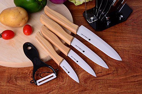 La Raffinerie Du Chef★★★ – Set aus 4 Küchenmesser Keramik Top-Bereich [Ökologischer Bereich] – mit Bambus verstärkt Befestigungsgriff Keramikmesser – Ergonomischer Griff - 3
