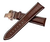 AUTULET Herren Leder Uhrarmband Braun Mit Weißer Naht 20mm