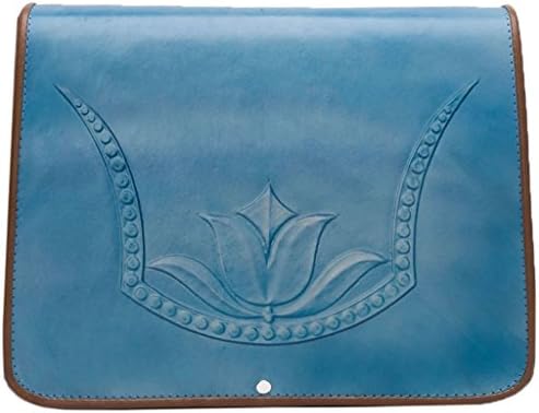 Koson Leather Moulded Blue Tulip Handmade Satchel Shoulder Handbag Messenger Bag