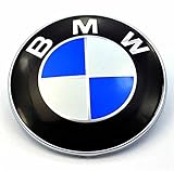 BMW 82 x 1 mm, vorne und hinten, Farbe: weiß mit blau-Logo und Logo-Badge