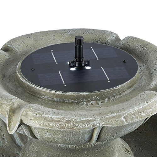 Blumfeldt Adelsbrunn Gartenbrunnen Springbrunnen (Vogeltränke, 1,4 Watt Solarpanel, 3,7 V/2000 mAh Akku, LED-Beleuchtung, Beton-Optik) grau - 3