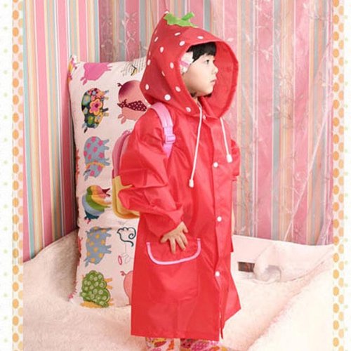 HuntGold Süß Kinder Jungen Mädchen Regen Mantel Outwear mit Kapuze wasserdichte Regenjacke Cartoon (rot) - 3