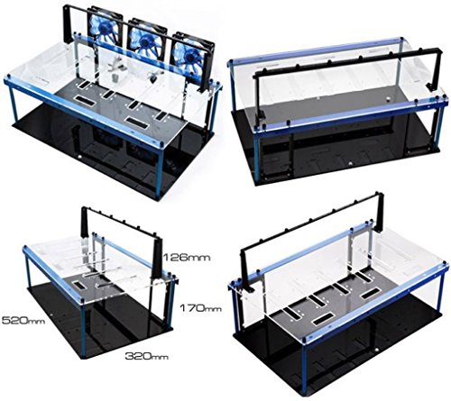 Tanli Solid Durable PMMA Open Air Mining Fall Computer Rahmen Rig Geschenk 3pc Fan & Schalter BTC/ETH/LTC/DOGE - 7