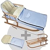SUPER-KOMBI-SPARANGEBOT ** Holzschlitten + Winterfußsack (108cm) **