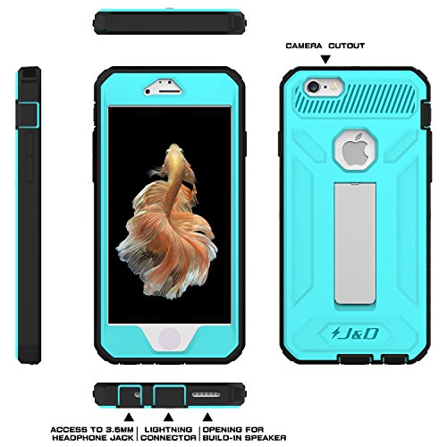 iPhone 6S  iPhone 6 Funda  J D  Armadura Delgada   Doble Capa   Protecci  n Pesada  H  brida Resistente Funda Protectora y Robusta para iPhone 6S  iPhone 6     Turquesa