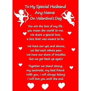 Valentines Day 'Husband' Verse Poem Greeting Card: Amazon.co.uk: Office ...