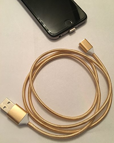 Magnet | Ladekabel | Datenkabel | Schnellladekabel | Lightning | Original | Nylon | USB 1M 2.4A für iPhone 5 5C 5S SE 6 6S 7 Plus iPad Air iPod Mini ( Lightning für Apple Gold ) - 4
