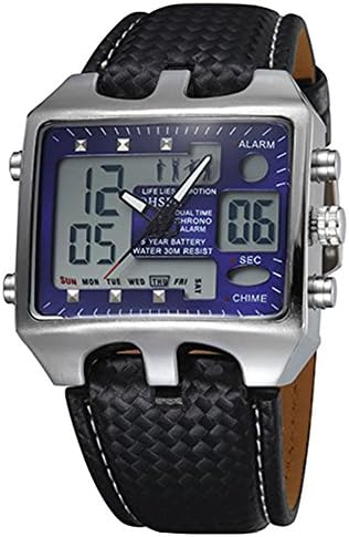Men Casual Watch Digital Quartz 3ATM Waterproof Sports Military Watches-Blue