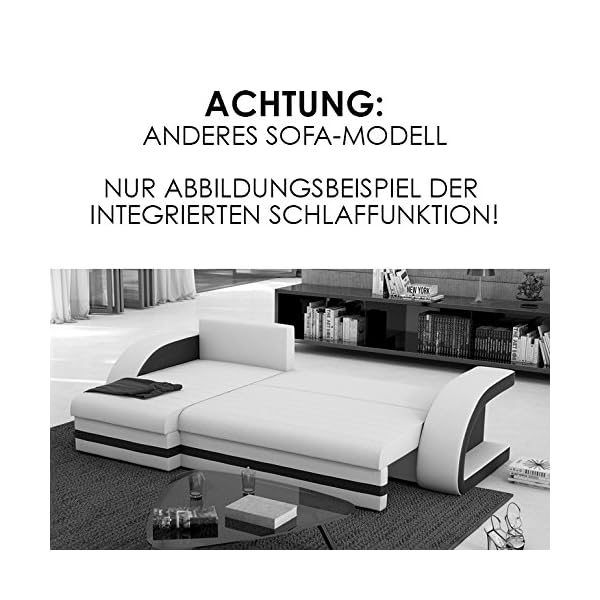 Innocent Corner sofa with sleep function in immitation leather black back cushion white Anantara - Image 6