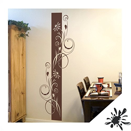 Wandtattoo "Adela" florales Blumen Ranken Wandbanner mit SWAROVSKI Strass Wohnzimmer Schlafzimmer (ban04 schwarz) 150 x 50 cm mit Farb- u. Größenauswahl