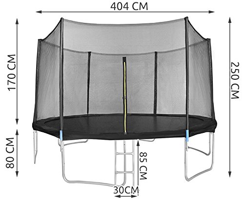 Trampolin 404cm Gartentrampolin Komplettset Sicherheitsnetz Leiter TÜV GS #3253 - 8