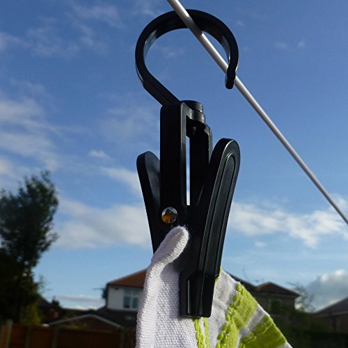 10 schwarze super starke Kunststoff “Clever Clips” mit Drehhaken – ca- 11 cm – Vielseitig – Für Haus – Büro – Werkstatt Hangerworld - 3