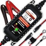 Totalmente automático con la tecnología de detección automática del voltaje, ninguna necesidad de ninguna operación manual, apenas enchufe y deje para cargar y mantener sus baterías automáticamente durante mucho tiempo. El programa controlado por microprocesador supervisará todo el proceso de carga y se detendrá automáticamente cuando la batería esté completamente cargada. Entonces supervisará el voltaje de la batería y mantendrá la batería con una corriente de carga del flotador.