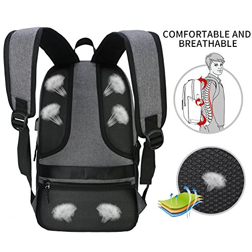 Laptop Rucksack mit USB Ladeanschluss   Fresion Oxford College Schulrucksack Jungen M  dchen Teenager Gro   Schultasche f  r 15 zoll Notebook Lenovo  