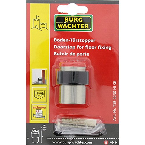BURG-WÄCHTER Boden-Türstopper, Höhe: 41 mm, Durchmesser: 30 mm, Inkl. Befestigungsmaterial, TSB 2230 Ni SB, Edelstahl-Optik - 5